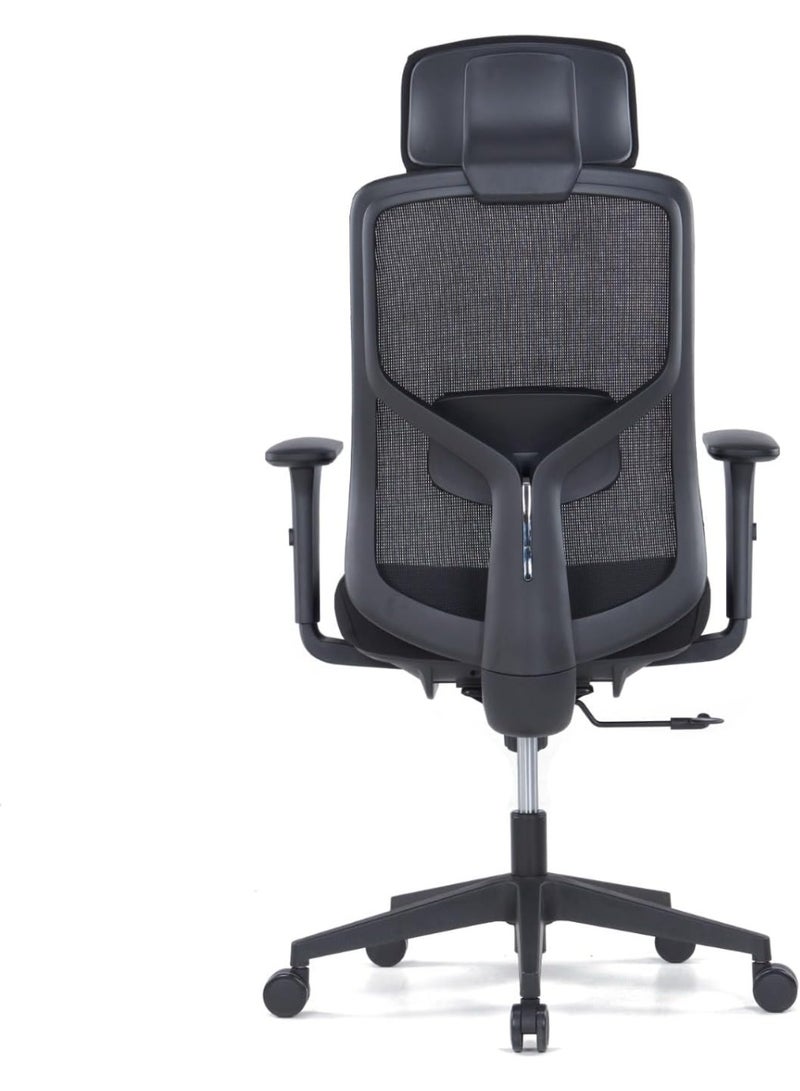 Kaliber Luxe High Back Office Chair – Ergonomic Mesh Back, Upholstered Seat, Adjustable Lumbar Support, and 3-Lock Synchro Tilt Mechanism  for Comfort - Image 5