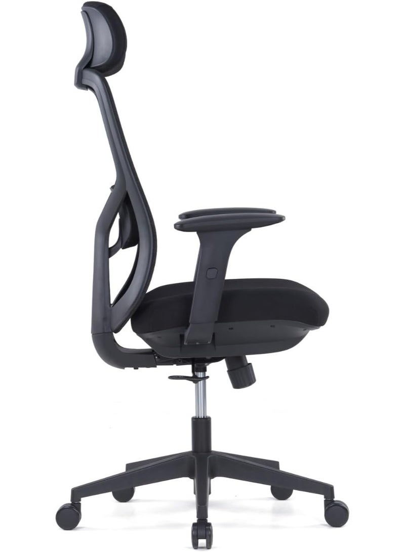 Kaliber Luxe High Back Office Chair – Ergonomic Mesh Back, Upholstered Seat, Adjustable Lumbar Support, and 3-Lock Synchro Tilt Mechanism  for Comfort - Image 3