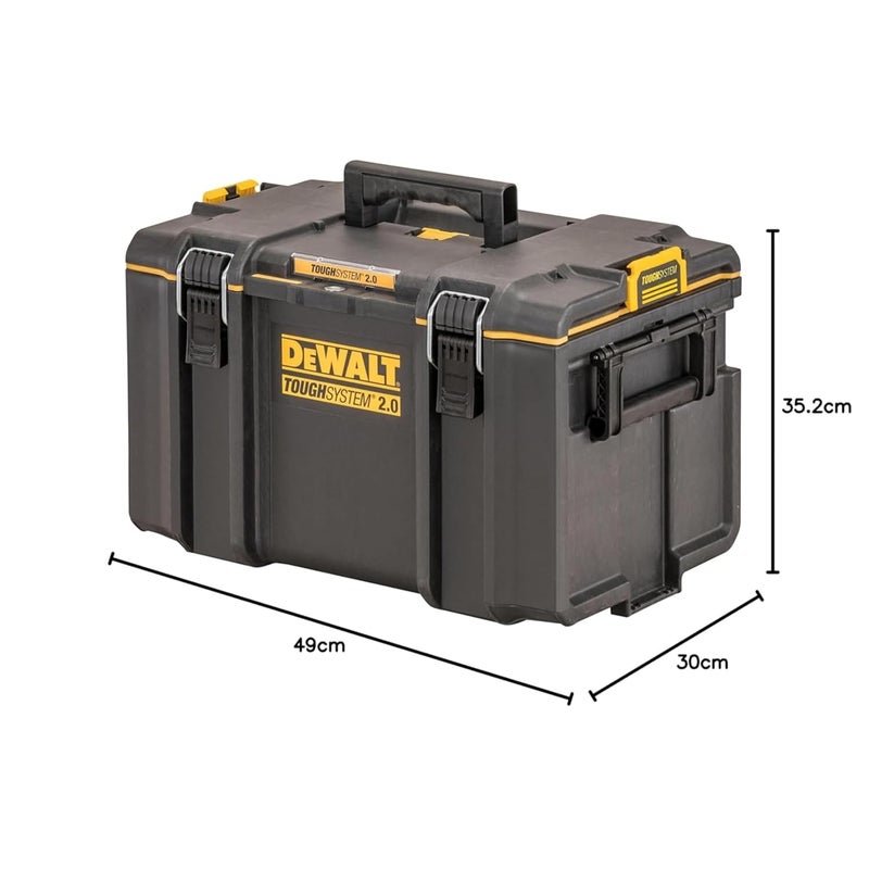DEWALT DWST83342-1 5.4kg TOUGHSYSTEM BOX 2.0 - DS400, 50 Kg Load Capacity, IP65 Rated for Dust & Water Resistance, Metal Wire Front Latches, Ideal for Easy & Convenient Storage, 55.4 x 37.1 x 40.8 cm - Image 3