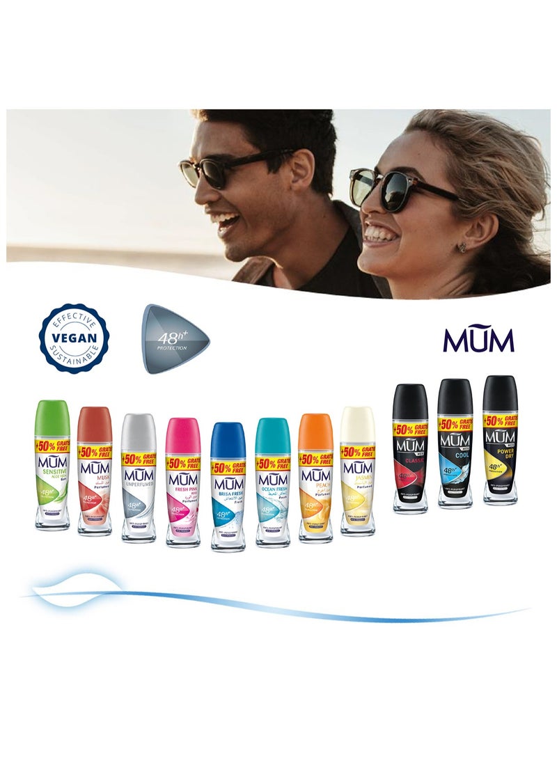 MUM - Deodorant Roll-On Sensitive Aloe Vera, Musk & Brisa Fresh, Pack of 3, 75ml Each - Image 1