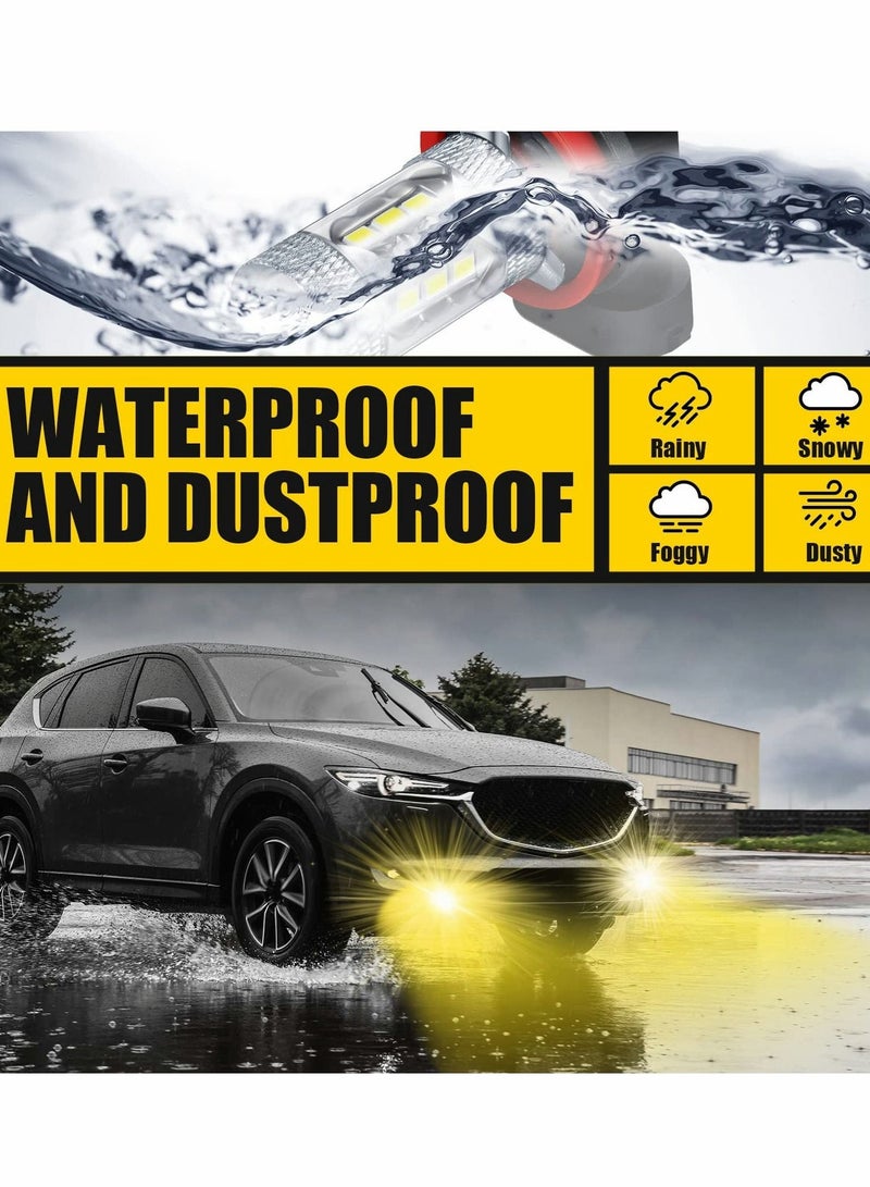 MUNTAQI H11 H8 LED Fog Light Bulbs, Golden Yellow H16 Bright DRL Lamps, Fog Light High Power 3030 SMD - Image 5