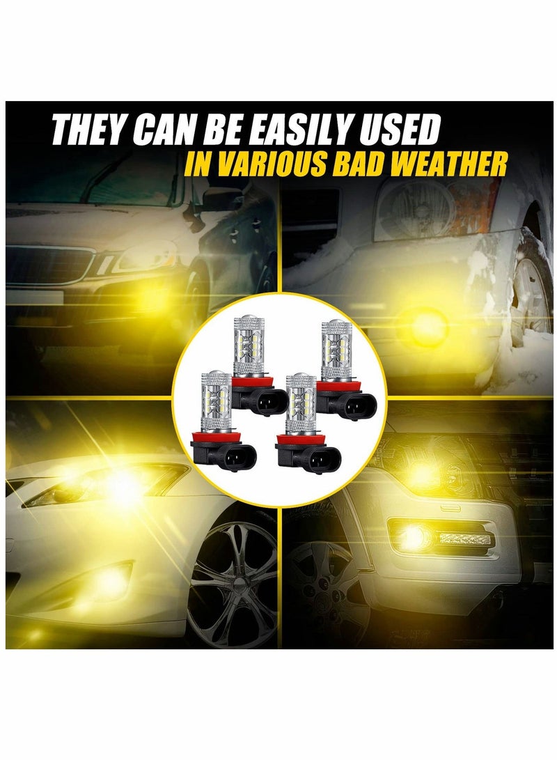 MUNTAQI H11 H8 LED Fog Light Bulbs, Golden Yellow H16 Bright DRL Lamps, Fog Light High Power 3030 SMD - Image 2