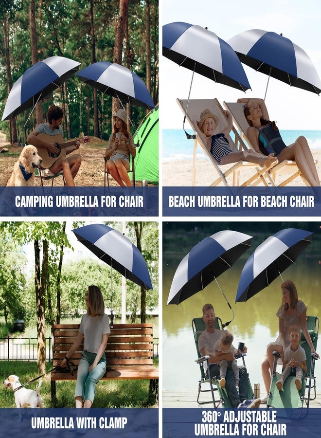 NBtoUS 2 Pack Chair Beach Umbrella with 360 Universal Clamp, UPF50+ Umbrella Outdoor Patio Sun Protection for Chairs, Beach &Patio Use(ink blue/silvery, Not Include Chair) - Image 5