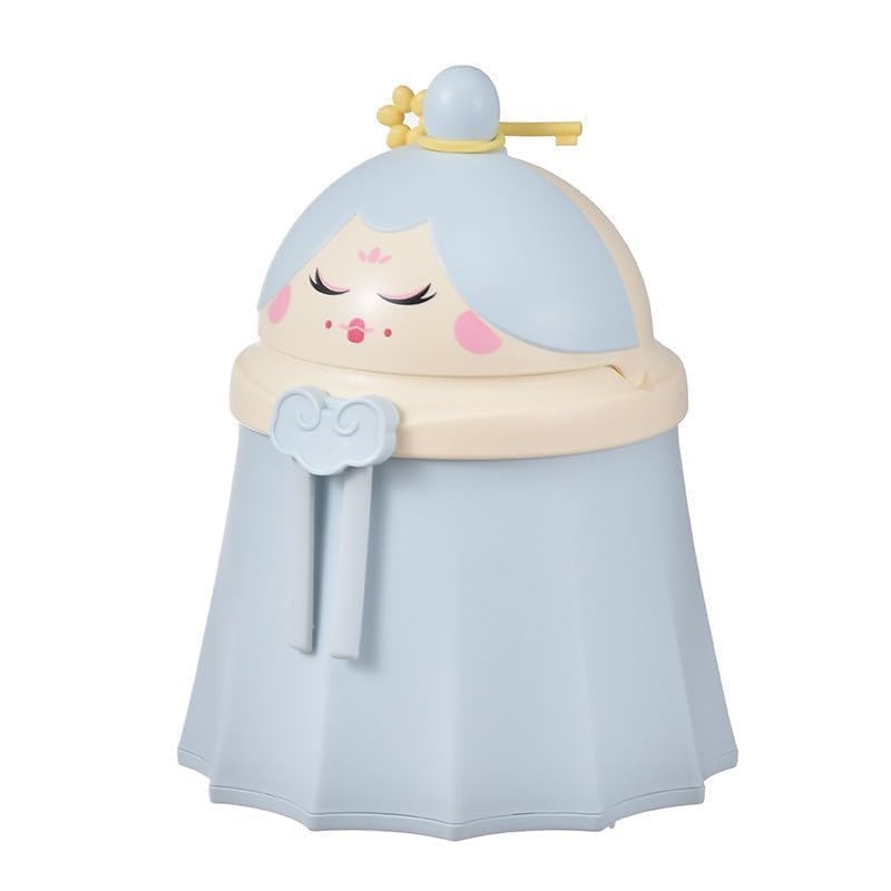 NGEL Cute Princess Shaped Desktop Dustbin Mini Kawaii Tabletop Trash Can With Lid Countertop Wastebasket for Study Table Bathroom Bedroom Home Kitchen Pack Of 1 Dustbin Blue - Image 1