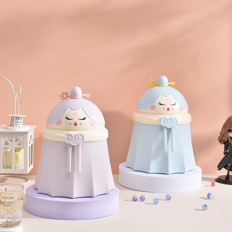 NGEL Cute Princess Shaped Desktop Dustbin Mini Kawaii Tabletop Trash Can With Lid Countertop Wastebasket for Study Table Bathroom Bedroom Home Kitchen Pack Of 1 Dustbin Blue - Image 2