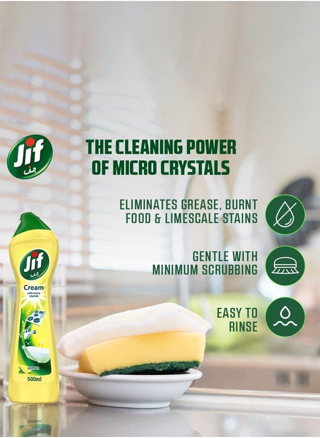 Jif Multi-Purpose Cream Cleaner Lemon 500ml Pack of 4  - Image 3