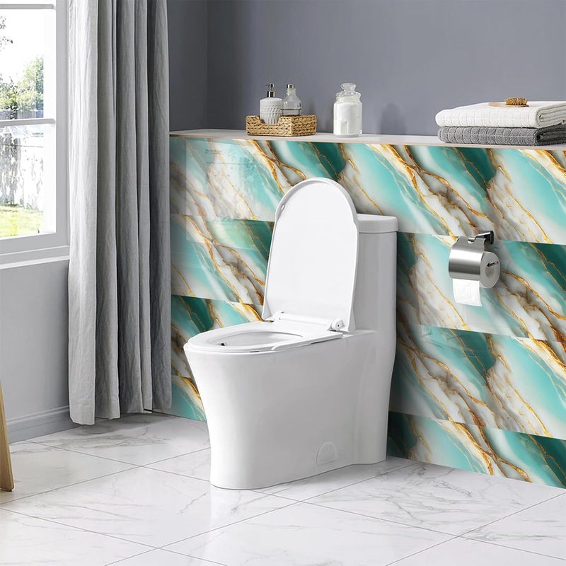 KASTWAVE Marble Wall Tile Stickers 60x30cm, 10pcs Thickened Waterproof PVC Peel and Stick Self Adhesive Removable Wall Panels for Kitchen Bathroom Living Room Bedroom Splashback (Type D) - Image 5