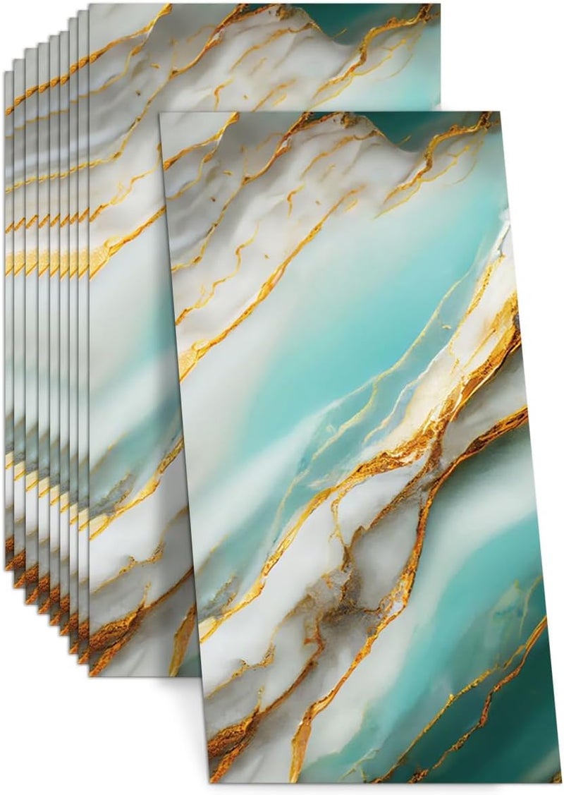 KASTWAVE Marble Wall Tile Stickers 60x30cm, 10pcs Thickened Waterproof PVC Peel and Stick Self Adhesive Removable Wall Panels for Kitchen Bathroom Living Room Bedroom Splashback (Type D) - Image 1