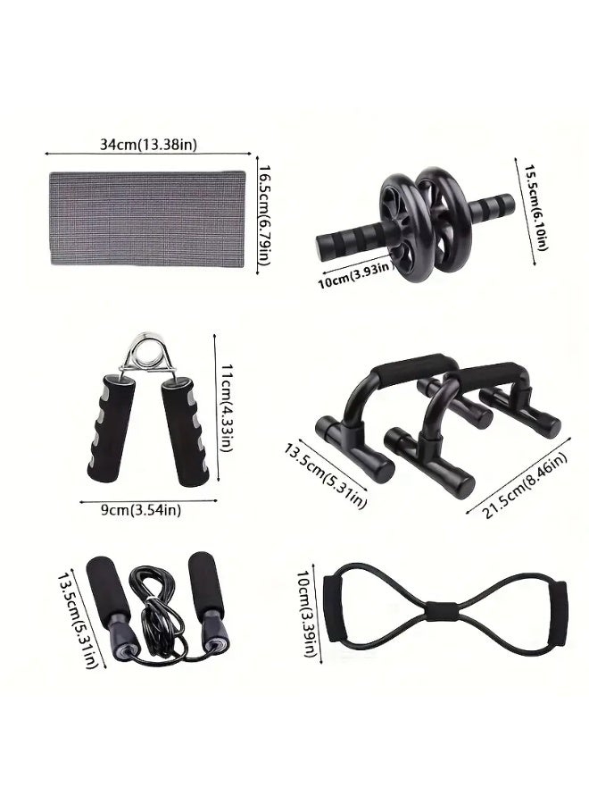 7 Pcs AB Wheel Roller Kit with Push-Up Bar, Knee Mat, Jump Rope and Hand Gripper - Home Gym Workout for Men Women Core Strength & Abdominal Exercis - Image 3