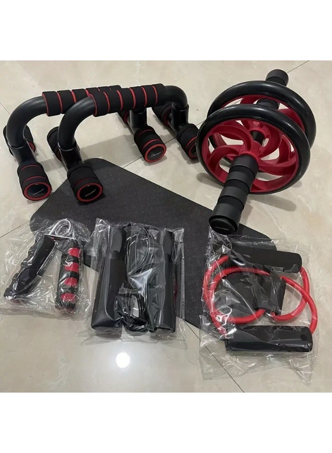 7 Pcs AB Wheel Roller Kit with Push-Up Bar, Knee Mat, Jump Rope and Hand Gripper - Home Gym Workout for Men Women Core Strength & Abdominal Exercis - Image 2