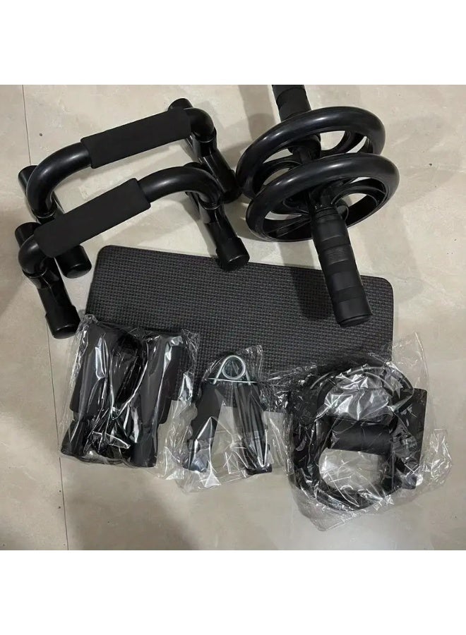 7 Pcs AB Wheel Roller Kit with Push-Up Bar, Knee Mat, Jump Rope and Hand Gripper - Home Gym Workout for Men Women Core Strength & Abdominal Exercis - Image 4