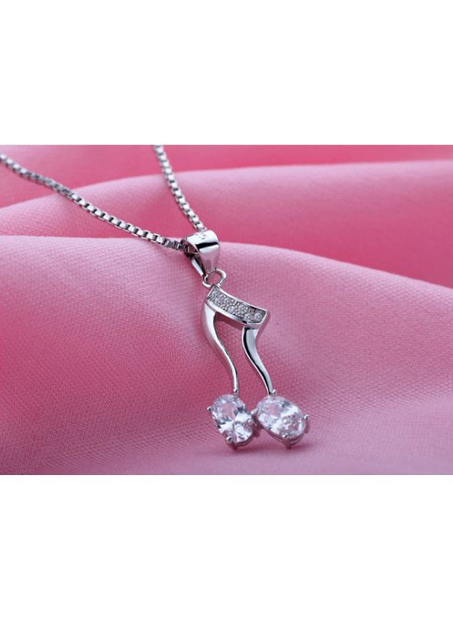 925 Sterling Silver Zircon And Diamond Studded Necklace - Image 2