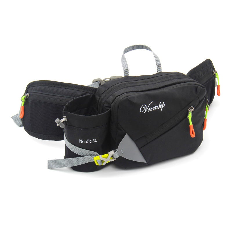 Vnmkp Waist Pack with Water Bottle Holder for Men and Women for Running Climbing Hiking Fitness Cycling and Other Outdoor Sports (Blueï¼‰ (Black) - Image 1