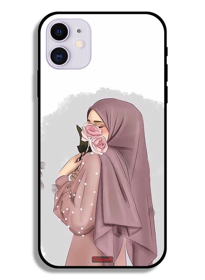 Tolwak جراب حماية لجهاز آيفون 12 من آبل يحمل صورة فتاة تحمل الورود - Image 2