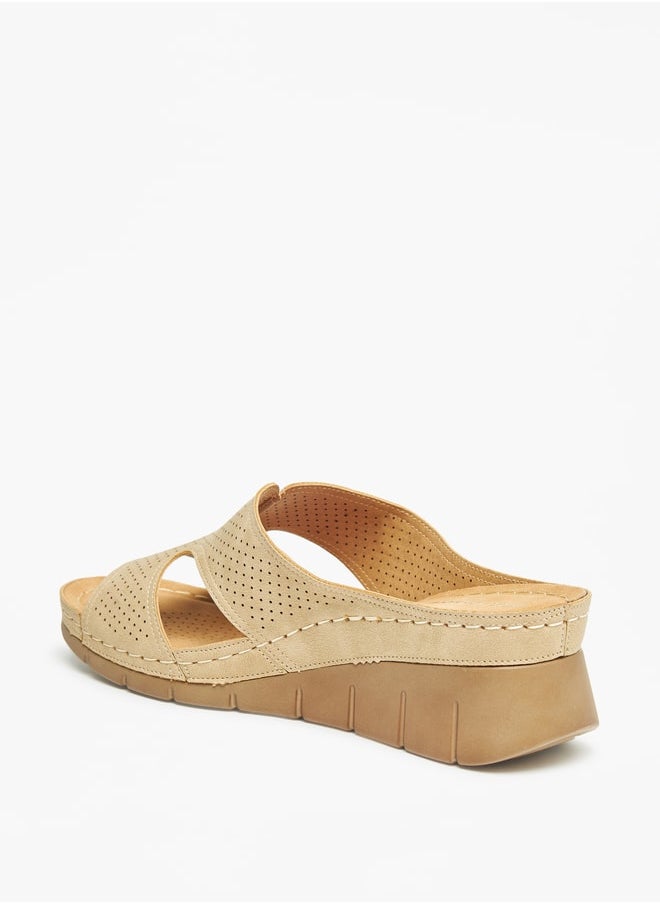 Le Confort Textured Slip-On Sandals with Wedge Heels  - Image 2