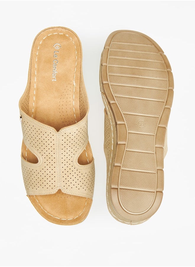 Le Confort Textured Slip-On Sandals with Wedge Heels  - Image 5