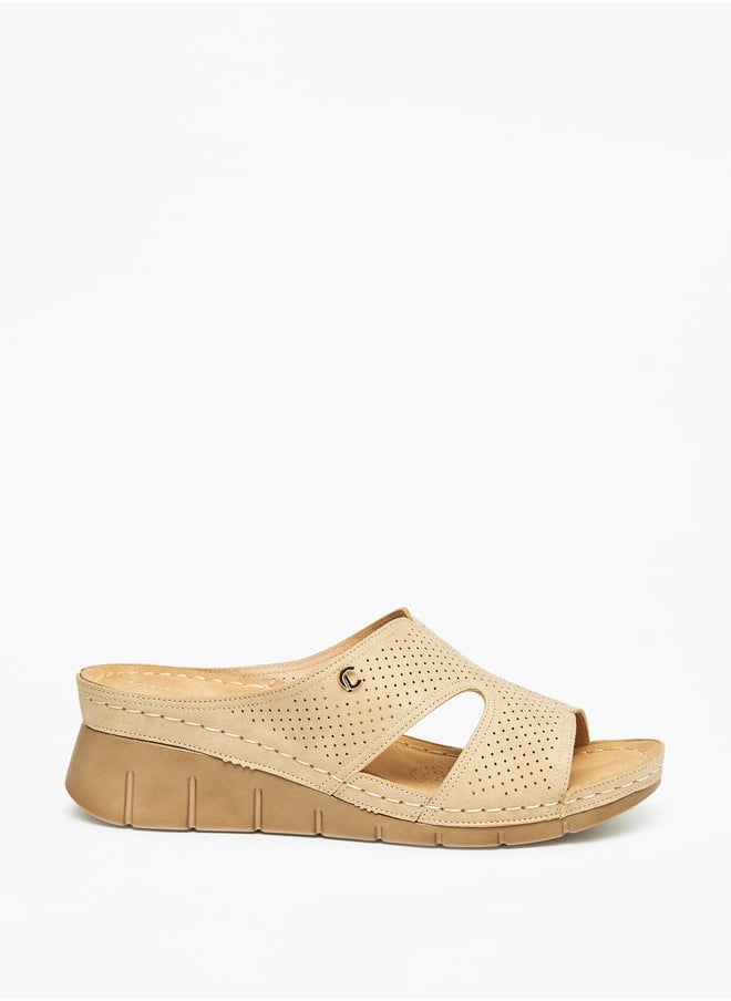 Le Confort Textured Slip-On Sandals with Wedge Heels  - Image 3