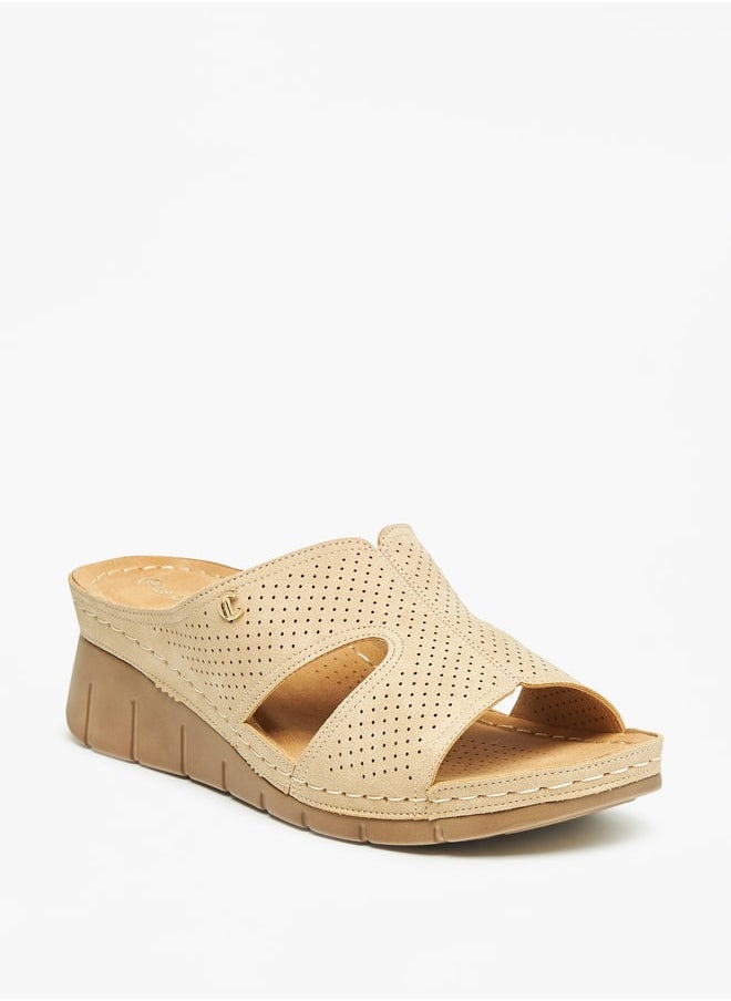 Le Confort Textured Slip-On Sandals with Wedge Heels  - Image 1