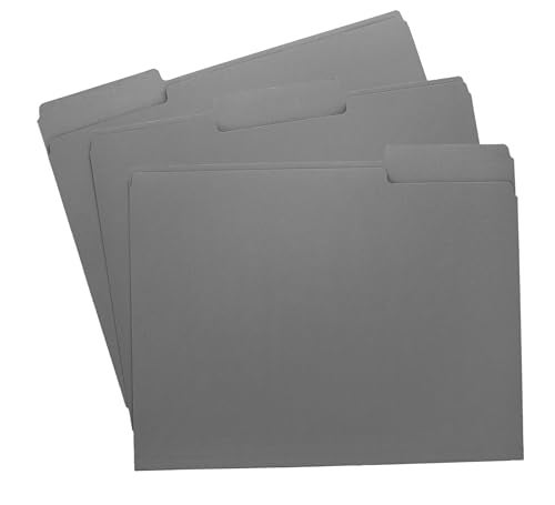 ACTIVITYYA Grey File Folders, 1/3-Cut Tabs, Letter Size, 12-Pack – Durable Office Filing Folders for Documents, Papers, and Organization - Image 1