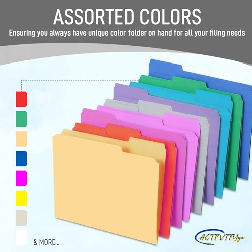 ACTIVITYYA Grey File Folders, 1/3-Cut Tabs, Letter Size, 12-Pack – Durable Office Filing Folders for Documents, Papers, and Organization - Image 3
