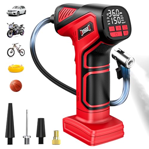 DIYtoolifz 150PSI Tire Inflator Portable Air Compressor Cordless Air Pump Compatible with Milwaukee 18V Battery Car Tire Pump with LCD Display LED Light for Auto Motorcycles Tool Only - Image 1
