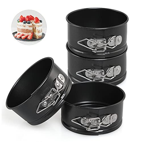 LEADSTAR Cake Tins for Baking 4 Inch Mini Springform Cake Tin Set Small Cheesecake Tins Moulds Pan Round with Removable Bottom NonStick Coating for Pie Cheesecake Pizzas Quiches Rotundity
