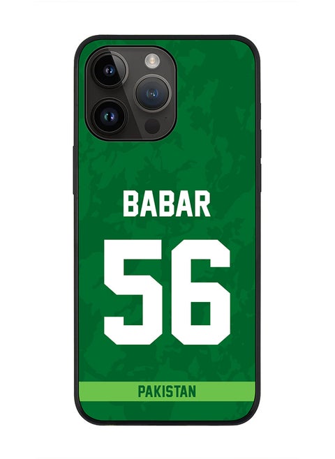 Rugged Black Edge Case iPhone 14 Pro Max, Slim fit Soft Case Flexible Rubber Edges Thin Cover - Player Name - Babar Azam, Jersey Number- 56