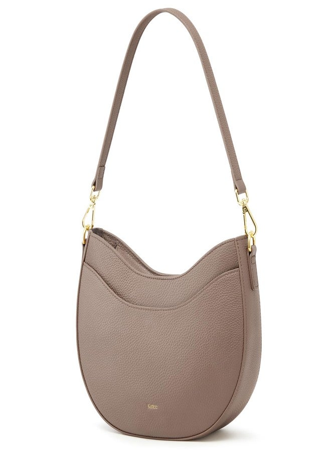 Kattee Leather Crossbody Bags for Women, Small Purses and Handbags, Soft Hobo Shoulder Satchel with Zipper Closure, Khaki - Image 1