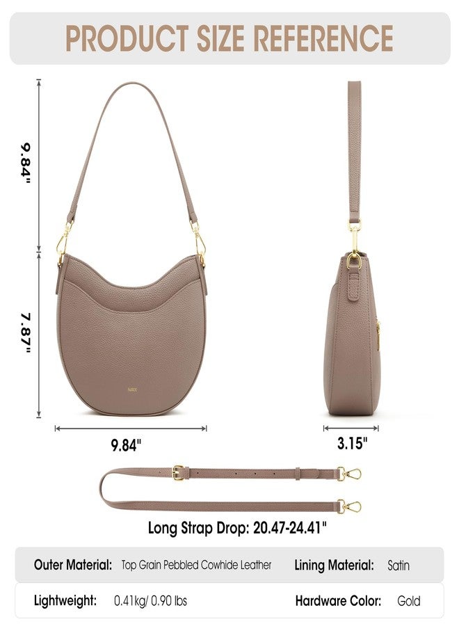 Kattee Leather Crossbody Bags for Women, Small Purses and Handbags, Soft Hobo Shoulder Satchel with Zipper Closure, Khaki - Image 3