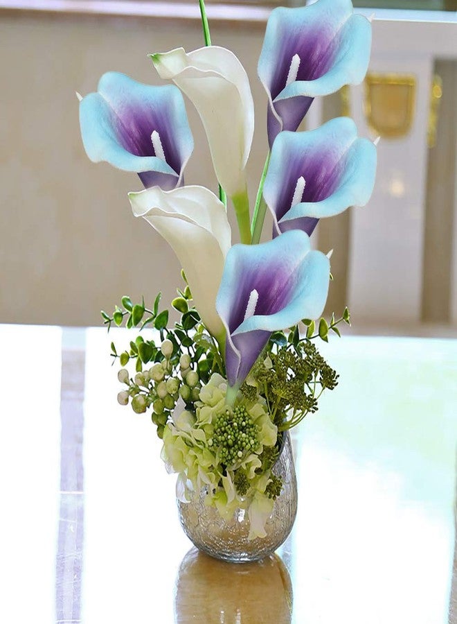 Faylapa 20 Pcs Artificial Calla Lily Real Touch Flowes Fake Flowers Wedding Bouquets Home Floral Decorations (Blue Purple Calla Lily) - Image 3