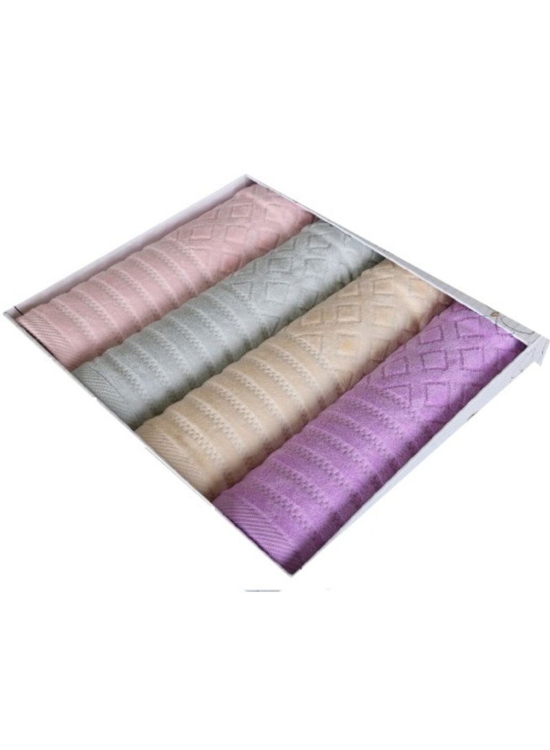 4 Pcs Bath Towel Set 100% Pure Cotton Premimum Quality Home Collection,Light Pink,Light Purple,Aqua Blue,Maroon - Image 1