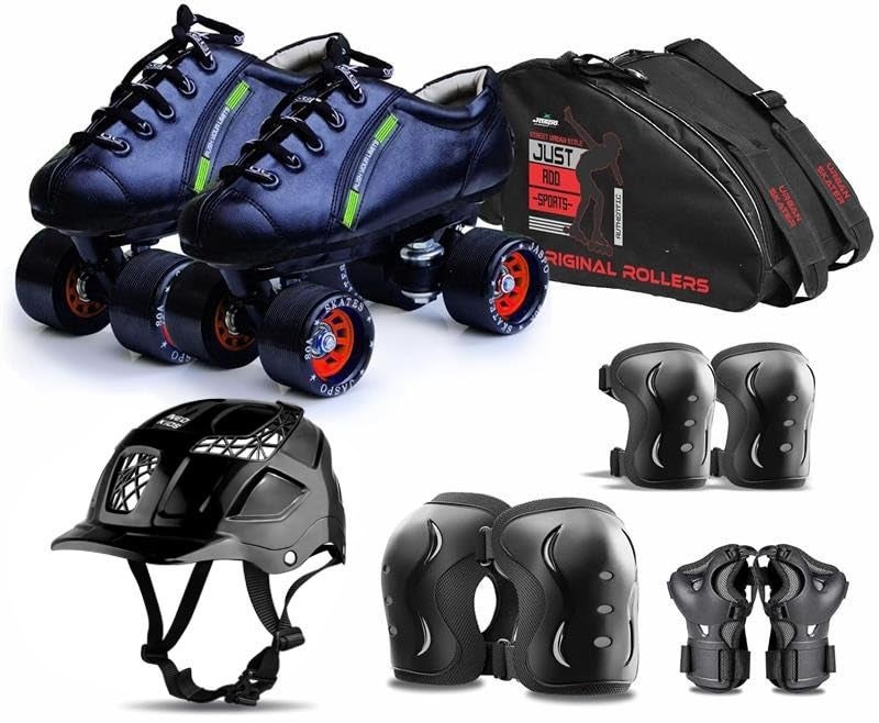 jaspo unisex Drift Pro Shoe Skate Combo(Shoe Skates+ Helmet+Knee+Elbow+Wrist+Bag) (SIZE-11 UK Junior (Age 4-5 yrs), Drift PRO), speed wheel, Black And Yellow - Image 1