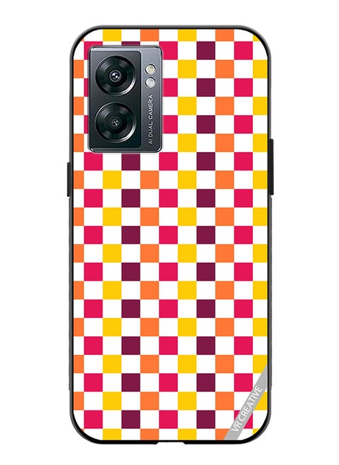 Protective Case Cover For Oppo A57 5G Seamless With Colorful Checkerboard1 Design Multicolour