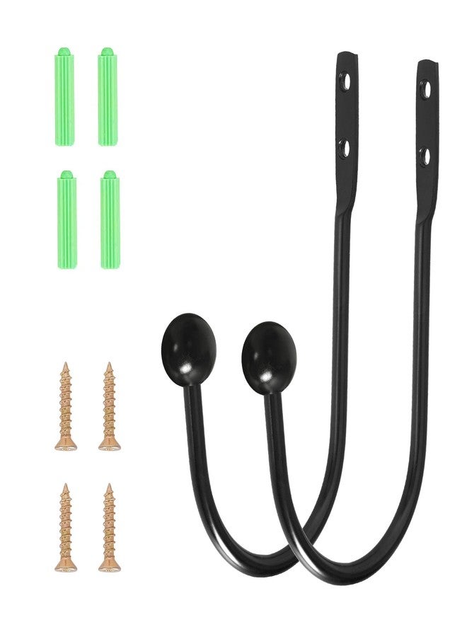 HEMOUR Curtain Holdback, 2 Pcs Wall Mounted Drapery Tiebacks with Screws, Heavy Duty Metal Decorative Window Drapery Holder Curtain Hook, Black - Image 2