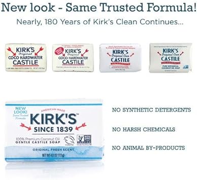 Kirk's Kirks Castile Coco Castile Bar Soap Fragrance Free 4 oz 8 pack - Image 3