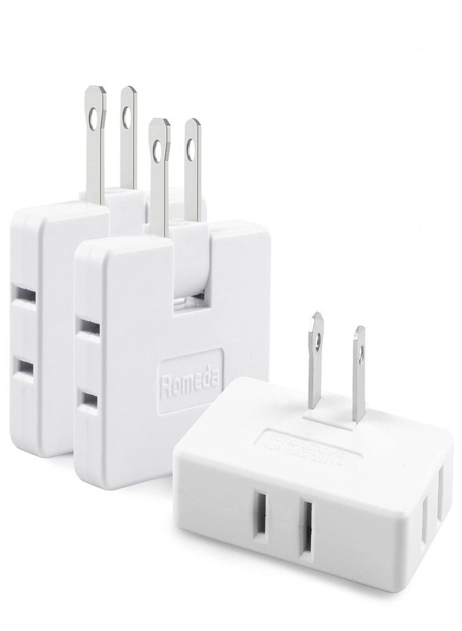 Romeda 3 Pack AC Flat Wall Outlet Extender Flat Plug Adapter Outlet, Fold-Able 3 Way Wall Adapter Mani Plug for Home and Travel (White) - Image 1