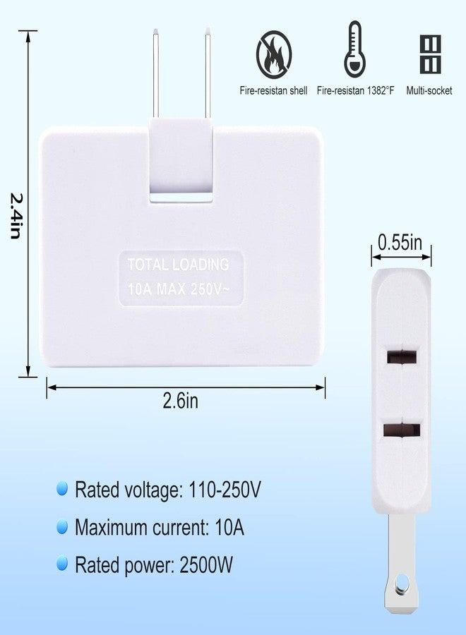 Romeda 3 Pack AC Flat Wall Outlet Extender Flat Plug Adapter Outlet, Fold-Able 3 Way Wall Adapter Mani Plug for Home and Travel (White) - Image 2