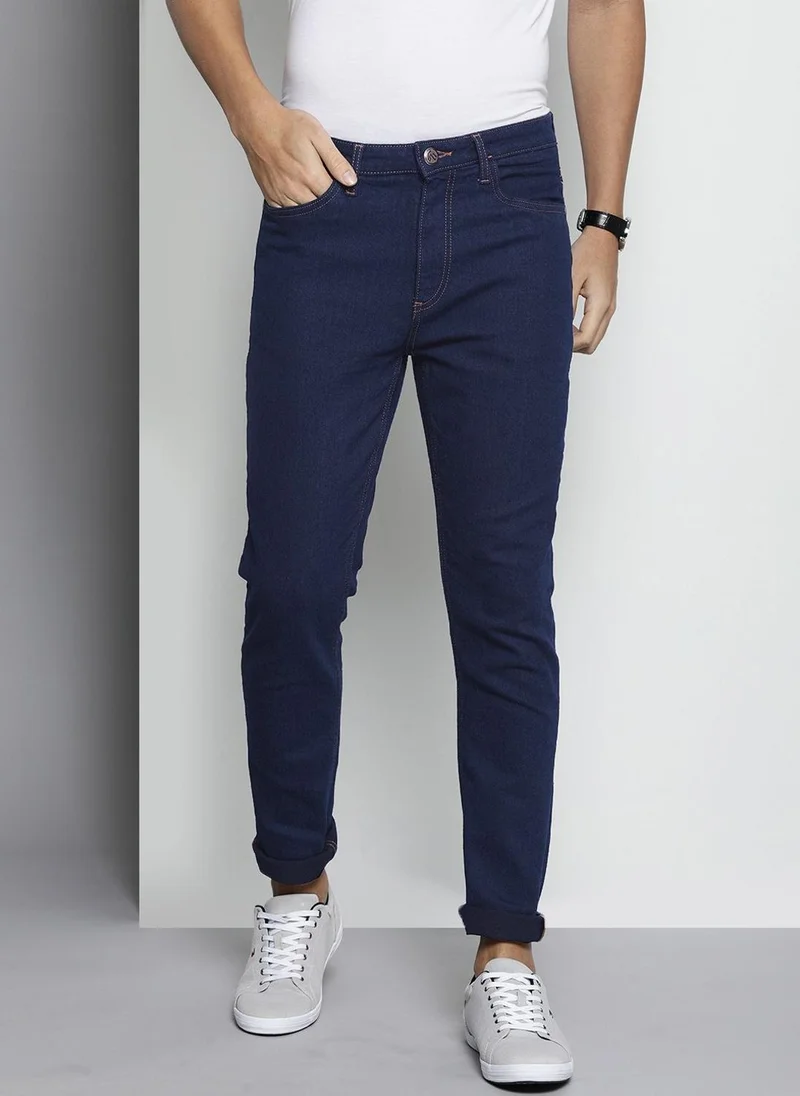 Men Slim Fit Solid Mid-Rise Stretchable Jeans