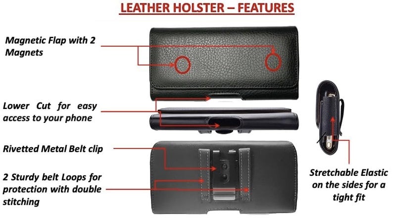 Realtech Universal Smart Mobile Phone Case Holster Pouch Belt Clip Cases Waist Bag Pack for Mobile 6.8 inch Phone Holder - Black - Image 5