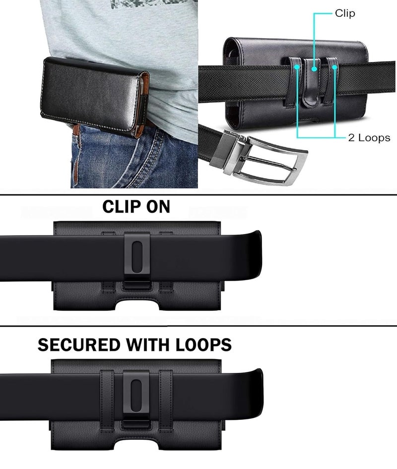 Realtech Universal Smart Mobile Phone Case Holster Pouch Belt Clip Cases Waist Bag Pack for Mobile 6.8 inch Phone Holder - Black - Image 3