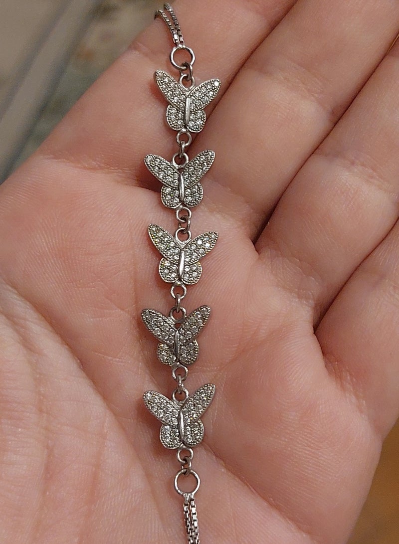 Women butterflies sterling silver 925 barcelet with Zirconium