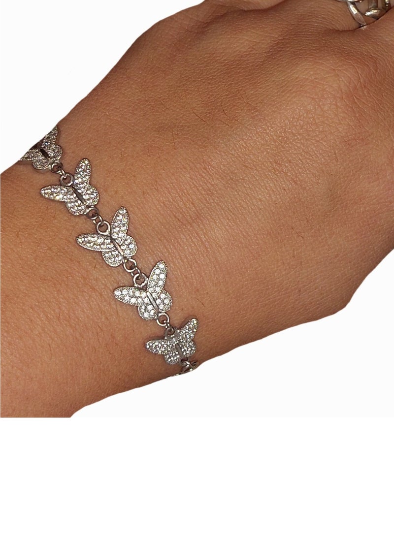 Women butterflies sterling silver 925 barcelet with Zirconium