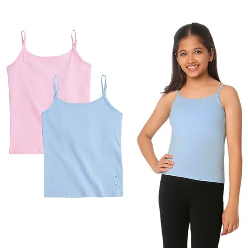 YouGotPlanB Everyday Cotton Padded Camisole for Girls | Built-in Padding, Full Coverage, Adjustable Straps for 8-16 Years | Pack of 2 - Image 1