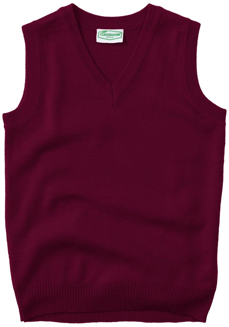 Classroom School Uniforms mens Adult Unisex V-neck School Uniform Sweater Vest, Burgundy, X-Large US - Image 4