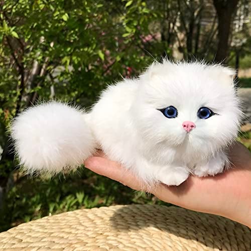 Basuo-9Q Pack of 2 Realistic Furry Baby Cats Figurines Simulation KittensSynthetic Fur Pet Stuffed House Animal ReplicaPhoto PropsCollectible Gift OrangeWhite - Image 5