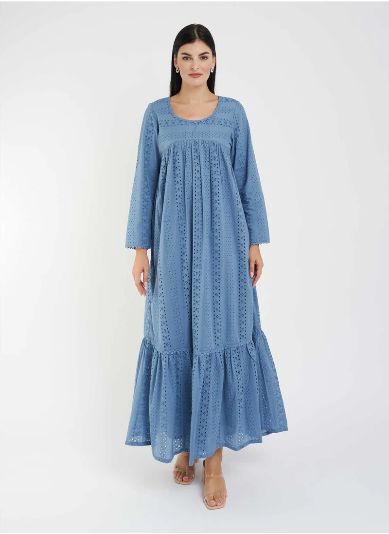KASHKHA Cotton Schiffli Jalabiya
