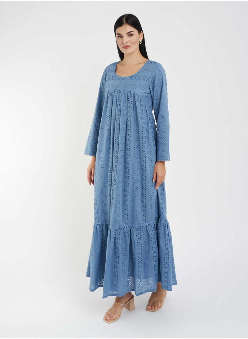 KASHKHA Cotton Schiffli Jalabiya