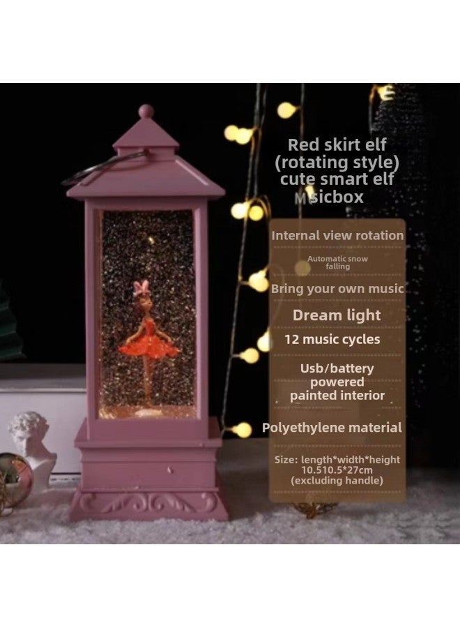 Cross Border Rotating Ballet Music Box Crystal Ball Birthday Gift Boutique Gift Children Toy Music Box-Color:Big Square Red Skirt Elf (Rotating)  - Image 1