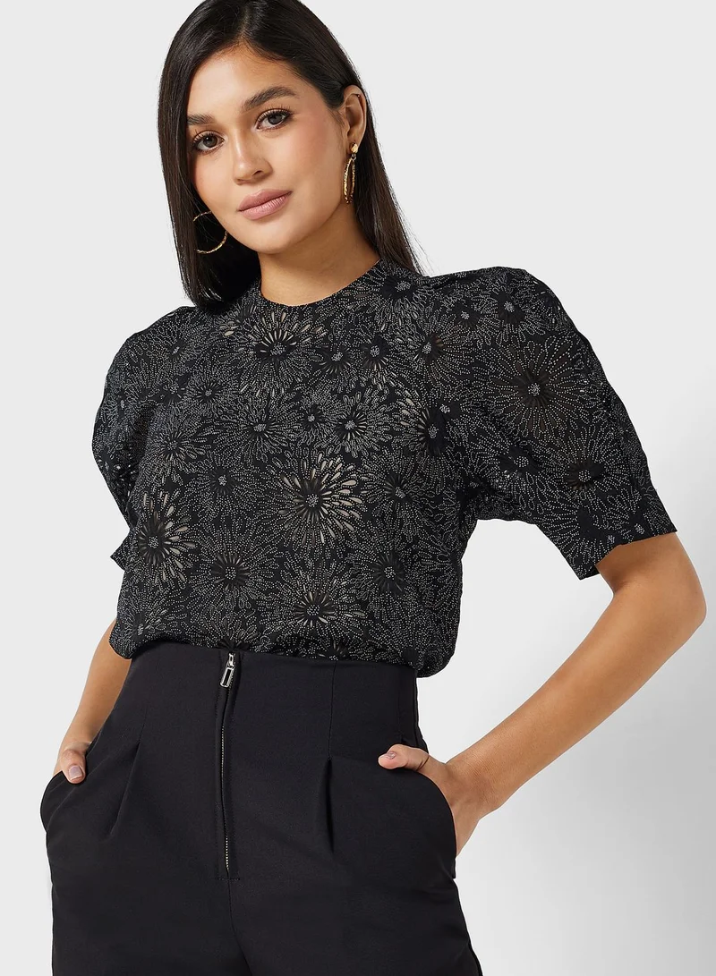 Ted Baker Puff Sleeve Floral Printed Top