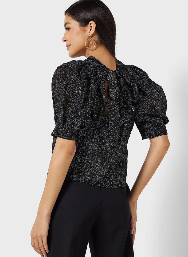 Ted Baker Puff Sleeve Floral Printed Top